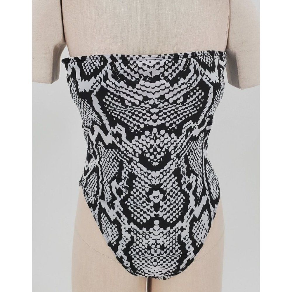 Hilo Swimsuit Womens One Piece Strapless Open Back Black White Size Large - Picture 2 of 8